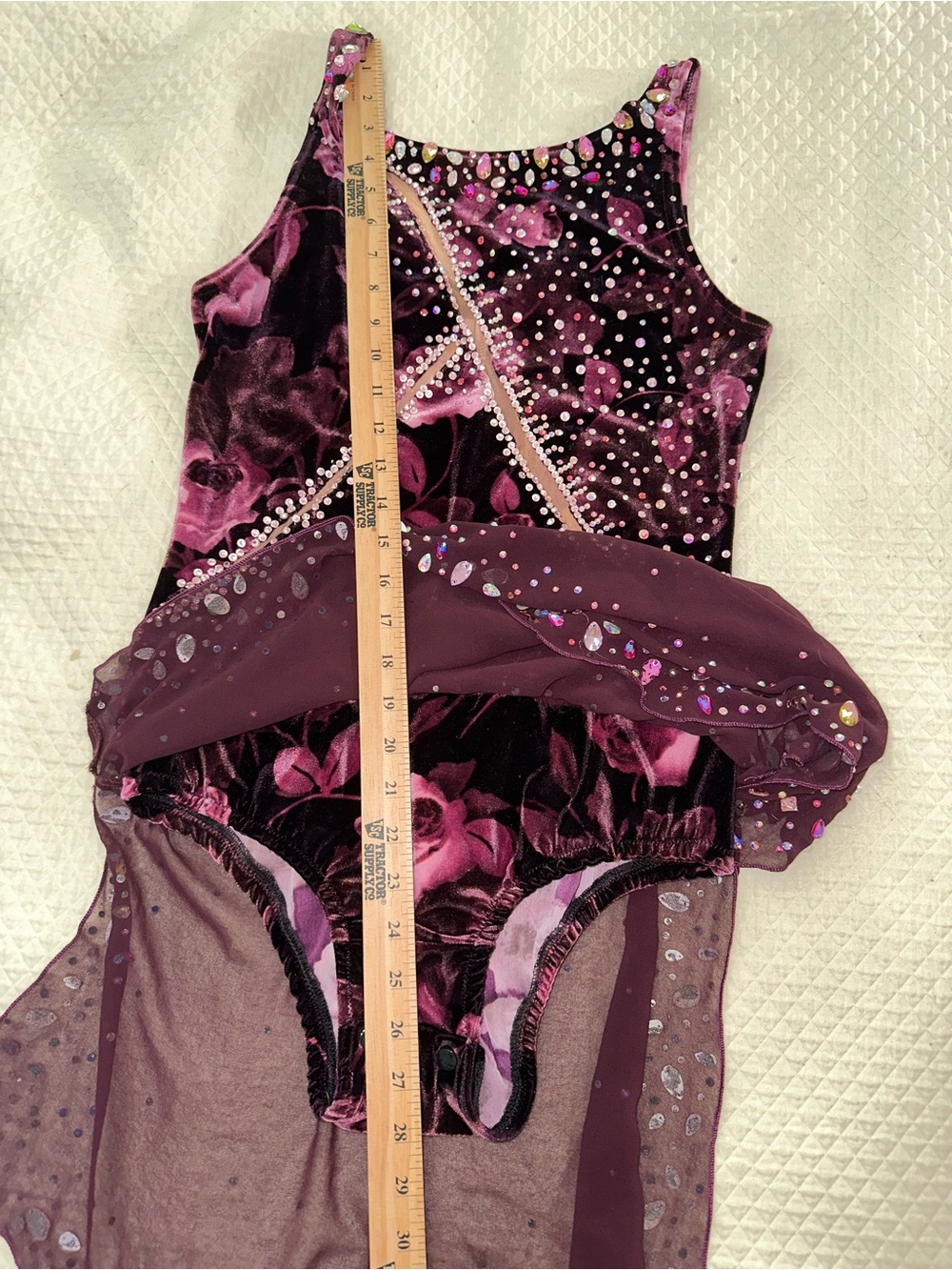 Ballroom dance/Skate dress. Elegant Embellished Velvet Sheath Dress in Deep Plum - Picture 6 of 10